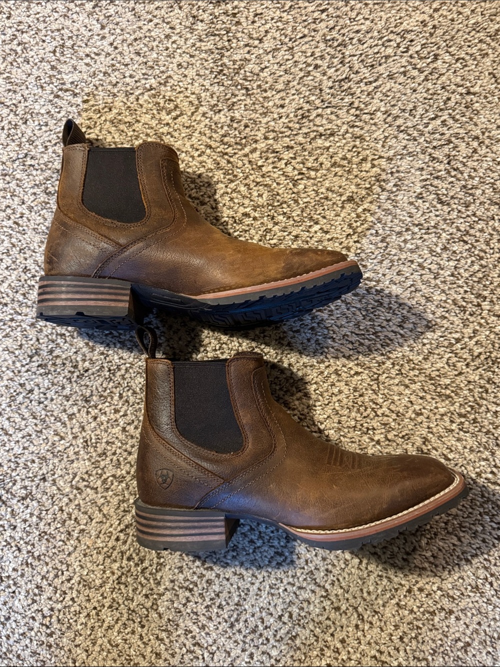 Ariat Brown Leather Hybrid, Low Boy Wide Square Toe Chelsea Boot - Picture 15 of 15